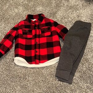 Cat & Jack Red and Black Plaid Kids Matching Set